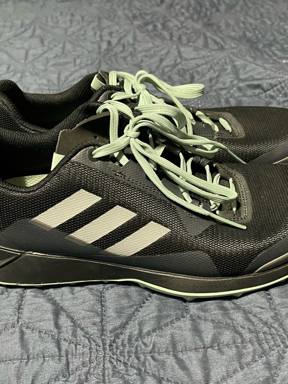 adidas Men’s Black Athletic Shoes with Mint Laces and Accents